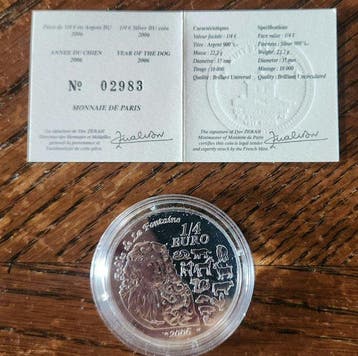 Frankrijk. 1/4 Euro / 5 Euro 2006/2009 Annee du Chien +