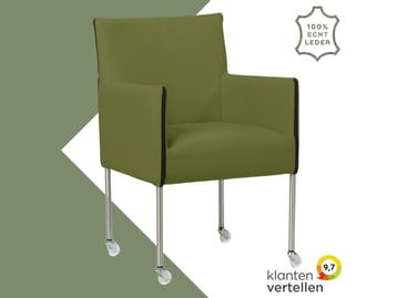 Leren eetkamerstoel More - Toledo Apple Green (groen) -, Huis en Inrichting, Overige kleuren, Bohemian, Industrieel, Modern, Scandinavisch