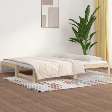 vidaXL Slaapbank uitschuifbaar massief grenenhout 2x(90x190), Verzenden