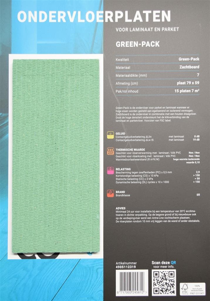 Floorlife Co-pro green-pack 790x590x7mm 15 stuks, Bricolage & Construction, Planches & Dalles, Enlèvement ou Envoi