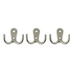 Set van 3 eenvoudige dubbele kapstokhaken, zilver, Verzenden, Nieuw