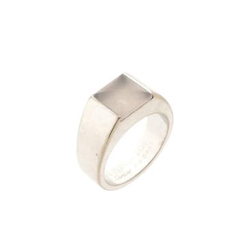 Witgouden Cartier moonstone ring, Gebruikt, Ophalen of Verzenden, Kleiner dan 17, Met edelsteen