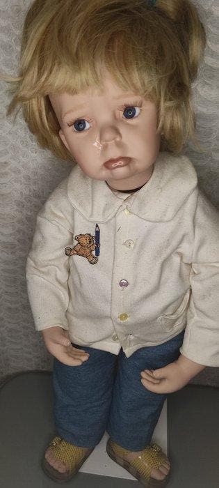 Handmade By Belgian Doll Maker - Poupée - Sad toddler -, Antiquités & Art, Antiquités | Jouets