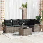 vidaXL Tuinbank Set met kussen met opslag 6 pcs Grijs Poly, Verzenden
