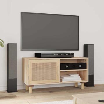 vidaXL Tv-meubel 80x30x40 cm massief grenenhout en rattan, Verzenden