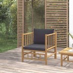 vidaXL Tuinbank met kussens bamboe donkergrijs, Tuin en Terras, Tuinsets en Loungesets, Verzenden, Nieuw