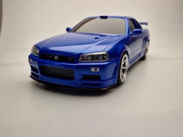 RM Models 1:18 - Modelauto - Nissan Skyline R34 GT-R - Blauw, Nieuw