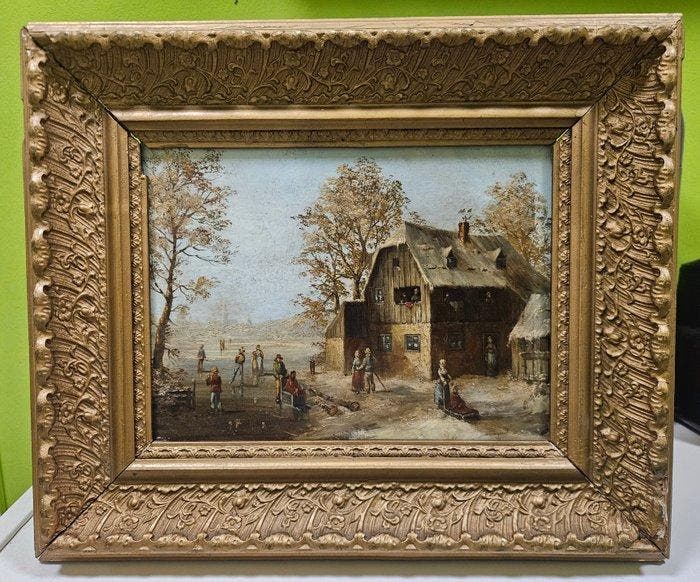 Dutch school (XX)Nach Pieter Bruegel - Paysage Dorf mit viel, Antiek en Kunst, Kunst | Schilderijen | Klassiek