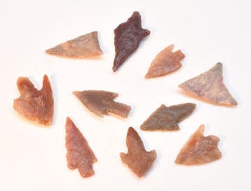 Neolithisch Jasper, Flint 10 pijlpunten AA++ (Zonder