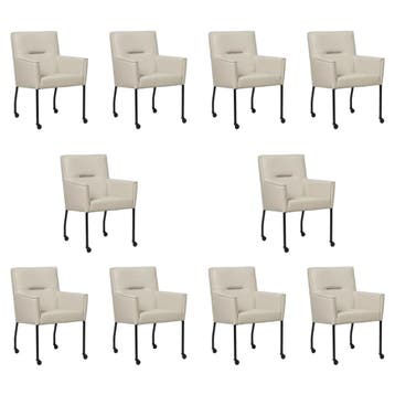 Set van 10 Leren eetkamerstoelen Lucky - Toledo Misty, Ophalen of Verzenden, Nieuw, Leer, Eén