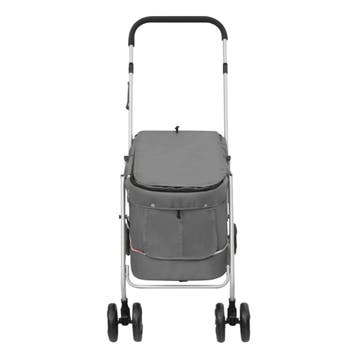 vidaXL Hondenwagen inklapbaar 100x49x96 cm linnenstof grijs, Dieren en Toebehoren, Verzenden, Nieuw