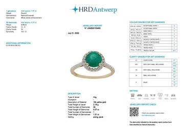 Verlovingsring - 18 karaat Geel goud - 1.68ct. tw. Smaragd -