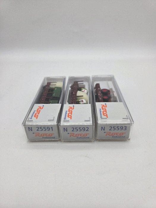 Roco N - 25591,92,93 - Model treinwagon (3) - Rungenwagens, Hobby & Loisirs créatifs, Trains miniatures | Échelle N