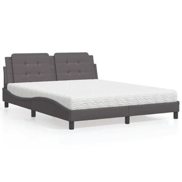 vidaXL Bed met matras Zadar kunstleer grijs 160x200 cm, Verzenden