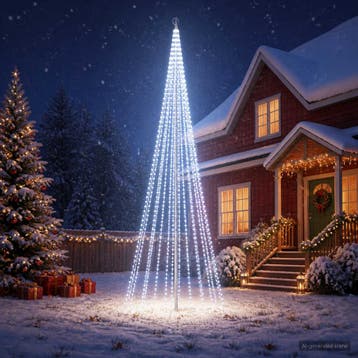 vidaXL Kerstboomverlichting met grondspies en vlaggenmast, Verzenden, Nieuw