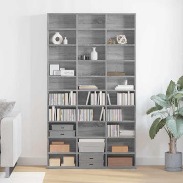 vidaXL Cd-kast 102x23x177,5 cm bewerkt hout grijs sonoma, Huis en Inrichting, Verzenden, Nieuw