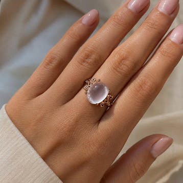 Zonder minimumprijs - Ring Verguld Quartz - Diamant -