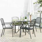 vidaXL 5-delige Tuinset stapelbaar gepoedercoat staal, Verzenden, Nieuw, Tuinset
