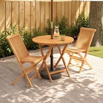 vidaXL 3-delige opvouwbare bistroset voor in de tuin Naturel, Tuin en Terras, Verzenden, Nieuw