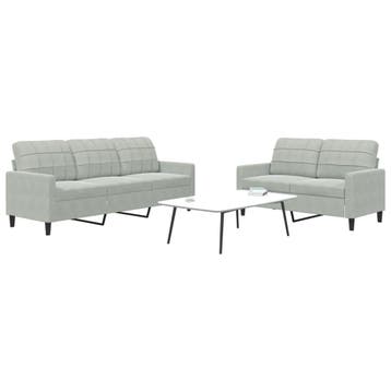 vidaXL 2-delige Loungeset met kussens fluweel lichtgrijs, Verzenden, Nieuw