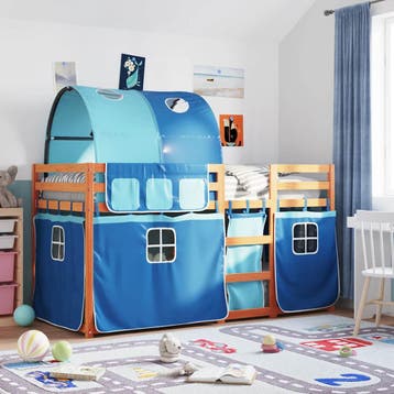 vidaXL Stapelbed met gordijnen 80x200 cm massief grenenhout, Verzenden, Nieuw