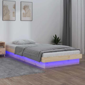vidaXL Bedframe LED massief hout 90x190 cm, Verzenden, Nieuw