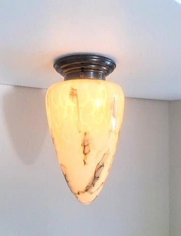 Plafondlamp - Art Deco stijl plafonnière - gemarmerd glas, Maison & Meubles