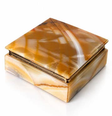 Pair of Italian Mid-Century Onyx Jewellery Box & Hand-Carved
