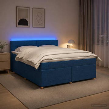 vidaXL Boxspringbed met matras met hoofdeinde Blauw 160 x, Verzenden, Nieuw