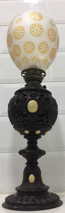 Cast and Pierced Spelter - Lampe de table - Cristal, Laiton