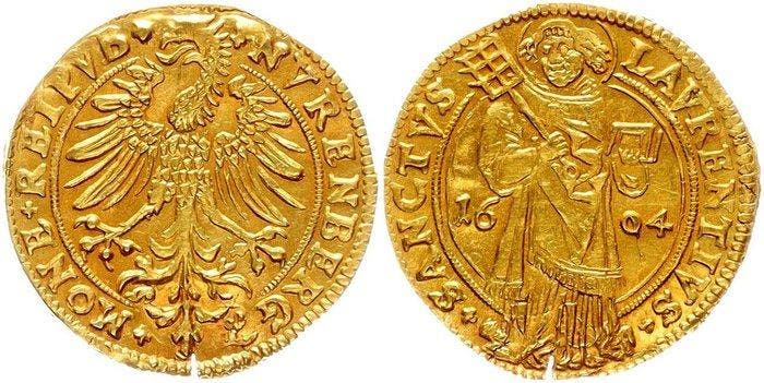 Duitsland, Nürnberg, Stad. Goldgulden 1604, Postzegels en Munten, Munten | Europa | Niet-Euromunten