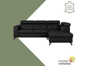 Leren hoekbank Nova - 2 zits arm links + longchair arm, Ophalen of Verzenden