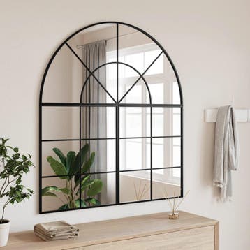 vidaXL Wandspiegel boog 100x110 cm ijzer zwart, Verzenden