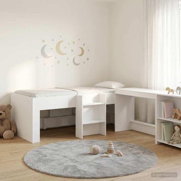 vidaXL Kinderhoogslaper met bureau 2 st Wit Bewerkt hout, Huis en Inrichting, Verzenden, Nieuw