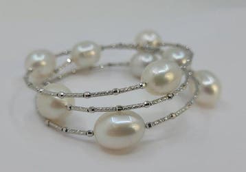 Bracelet - 18 carats Or blanc, Perles des mers du Sud