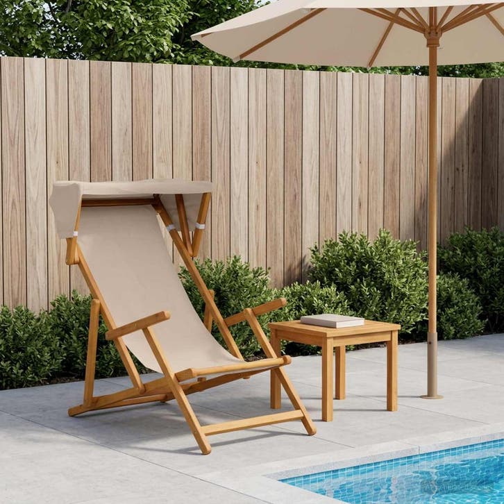 vidaXL Ligstoel 3 Positie massief eucalyptushout Beige, Tuin en Terras, Ligbedden, Nieuw, Verzenden