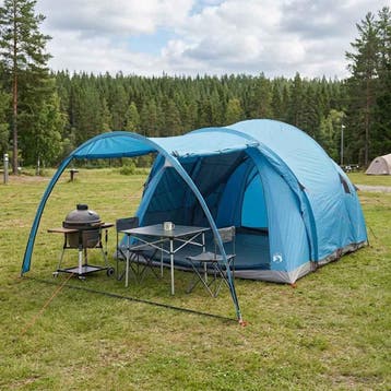 vidaXL Tunneltent 370 x 275 x 210 cm Blauw Polyester en, Caravans en Kamperen, Tenten, Verzenden, Nieuw