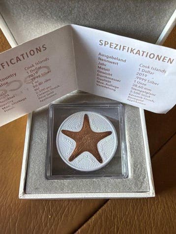 Îles Cook. 1 Dollar 2019 - Silver STAR - Keramik Finis Rose, Postzegels en Munten