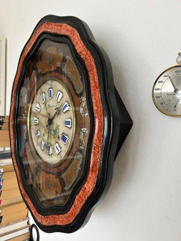 Horloge œil de bœuf - Émail, Verre, Bois - 1850-1900, Antiquités & Art