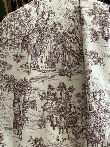 Vijf meter met dubbele breedte van toile de Jouy voor