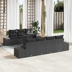 vidaXL Tuinbank Set 8 pcs Zwart Poly Rattan en Poedergecoat, Verzenden, Nieuw