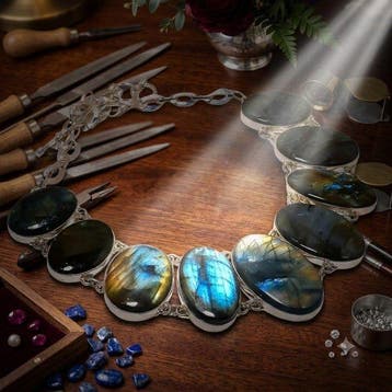Métal - Collier - labradorite VintageCollier, Collections, Minéraux & Fossiles