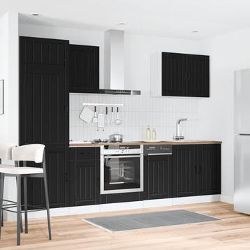 vidaXL 7-delige Keukenkastenset Lucca bewerkt hout zwart, Verzenden, Nieuw