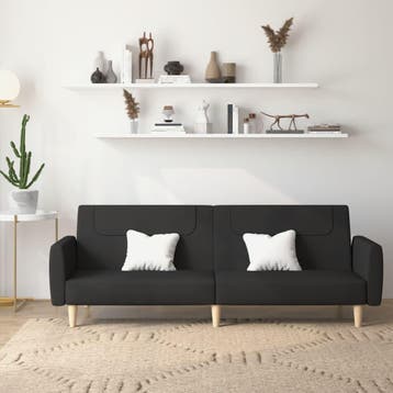 vidaXL Slaapbank / zetel 2-zits stof zwart, Verzenden, Nieuw