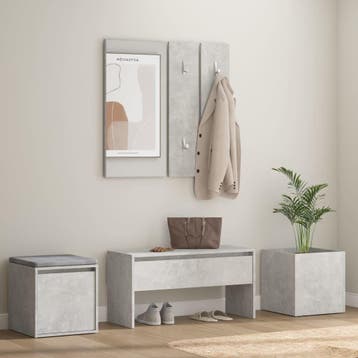 vidaXL Garderobe set bewerkt hout betongrijs, Verzenden