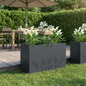 vidaXL Plantenbak Antraciet 80 x 30 x 49 cm Koudgewalst, Verzenden, Nieuw