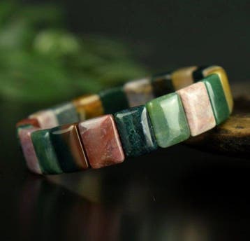 Prachtige armband van 20 grote agaatkralen, Indiase afkomst,