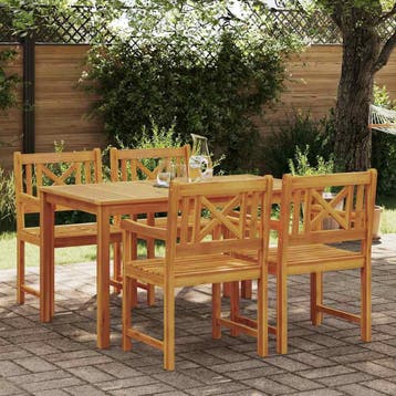 vidaXL Tuin Eettafel Set 5 st Bruin Massief Acacia Hout, Verzenden, Nieuw