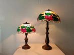 Lampe de table (2) - Le style Tiffanys - Résine, Bois,