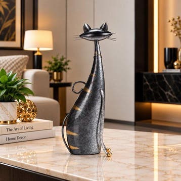 sculptuur, Long-Neck Cat Sculpture Decorative Figurine - 41